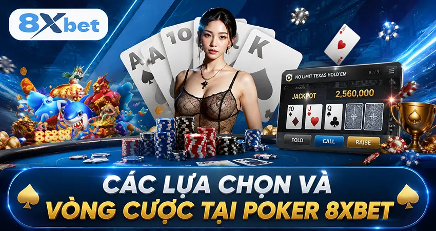 Các lựa chọn và vòng cược tại Poker 8XBET